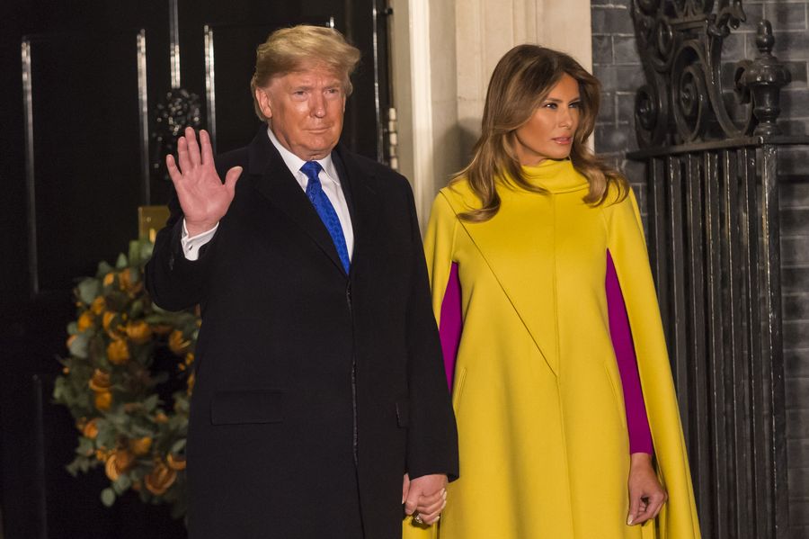 Le président américain Donald Trump et la première dame Melania Trump arrivent pour une réception au 10 Downing Street à Londres, au Royaume-Uni, le 3 décembre 2019. (Stephen Chung/Xinhua)